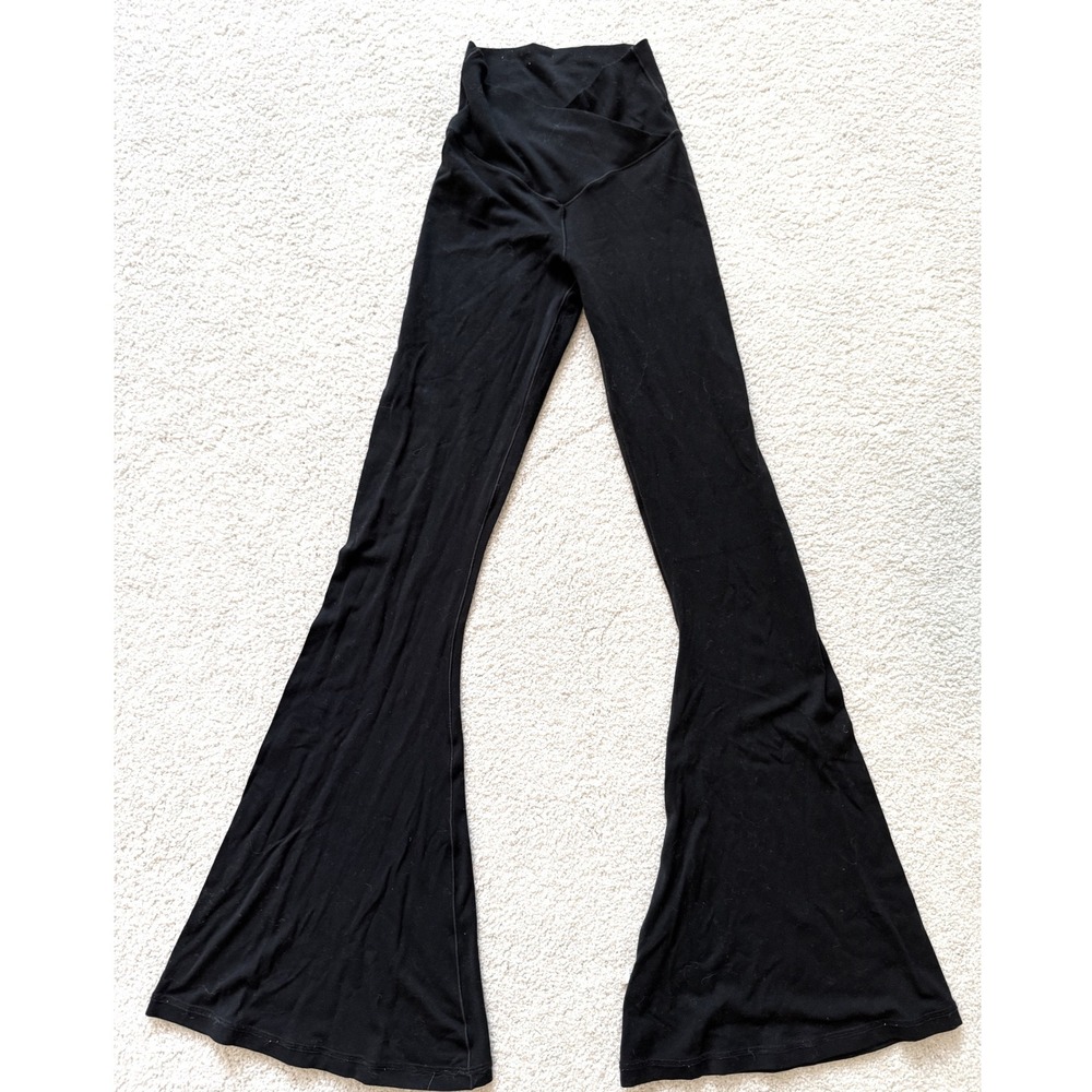 Aerie Real Me Crossover High Waisted Flare Leggings Black Yoga‎ Pants Sz XS EUC